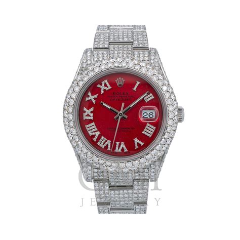 rolex datejsut red diamonds roman dial|Rolex diamond set.